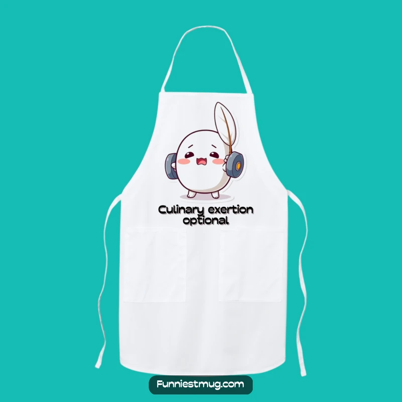Funny Kawaii Dumbbell Feather Lift Apron: Cook Up Laughs in the Gym Kitchen