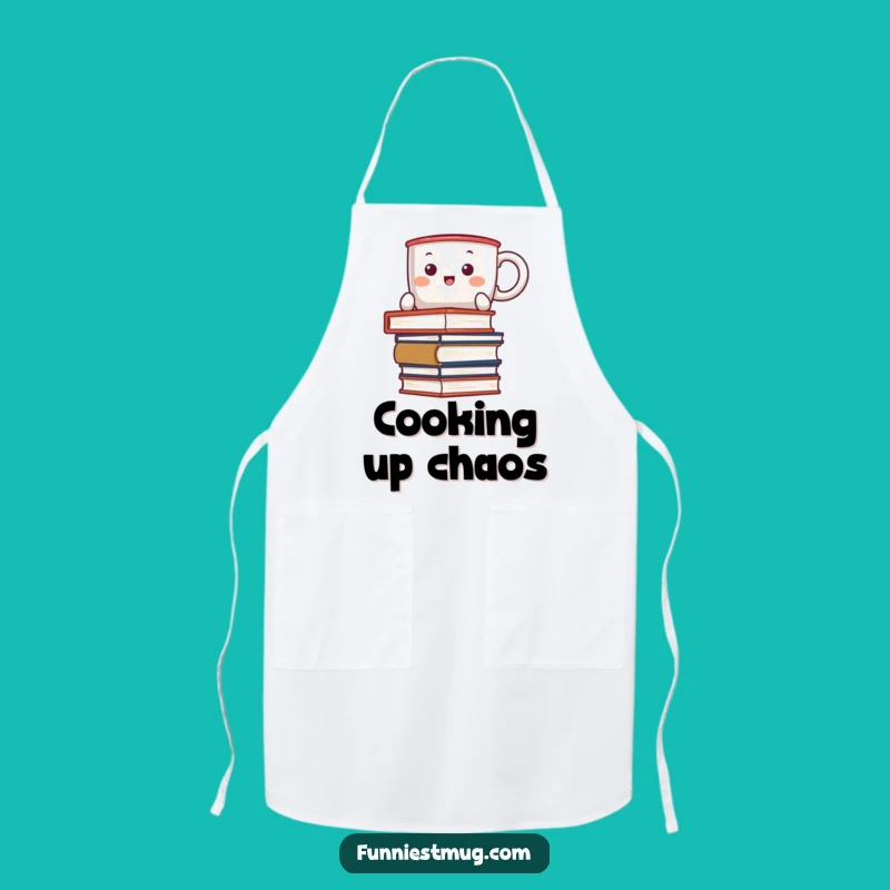 Funny Kawaii Coffee Mug Apron - Cook and Read Hilariously