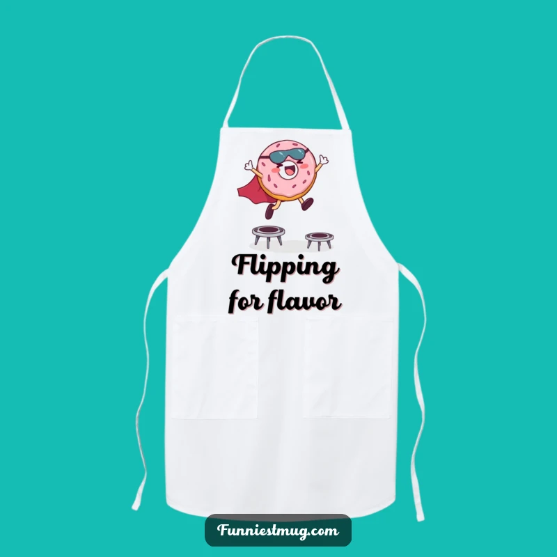 Funny Superhero Donut Apron: Giggling Hero Leaping Kitchen Fun Gift