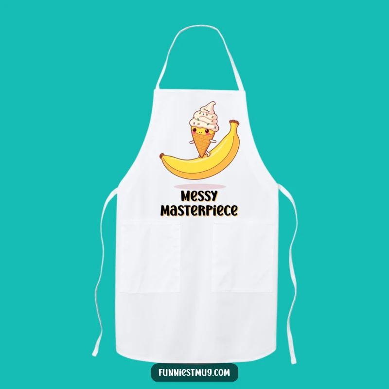 Funny Ice Cream Cone Apron: Kitchen Sprinkled Character Slip Chef Funny Gift