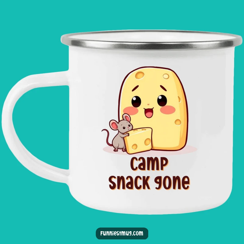 Funny Kawaii Cheese Camp Mug - Mouse Theft Adventure
