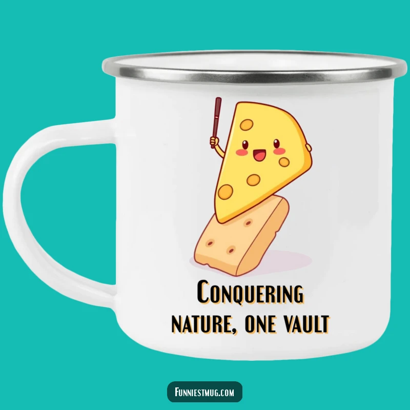 Funny Cheese Pole Vault Camping Mug - Durable and Hilarious Outdoor Companion