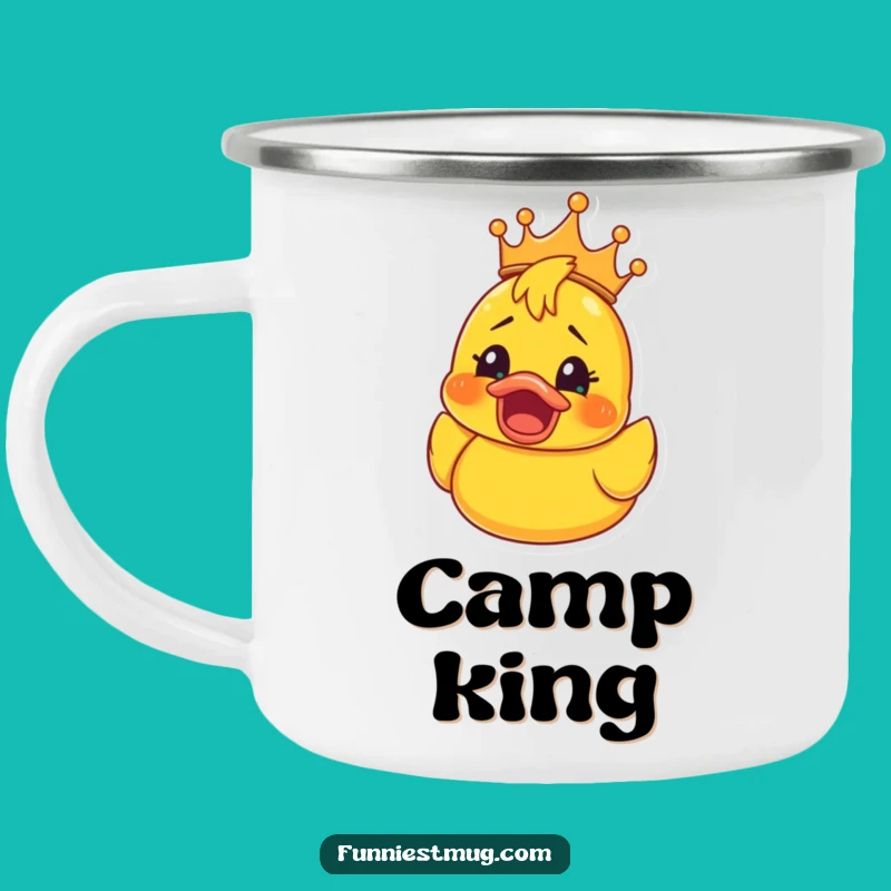 Funny Rubber Ducky Crown Camping Mug: Enamel Surprise Brew, Outdoor Gift