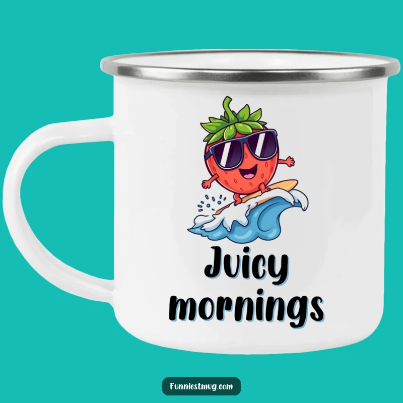Funny Surfing Strawberry Sunglasses Camping Mug: Hilarious Outdoor Gift
