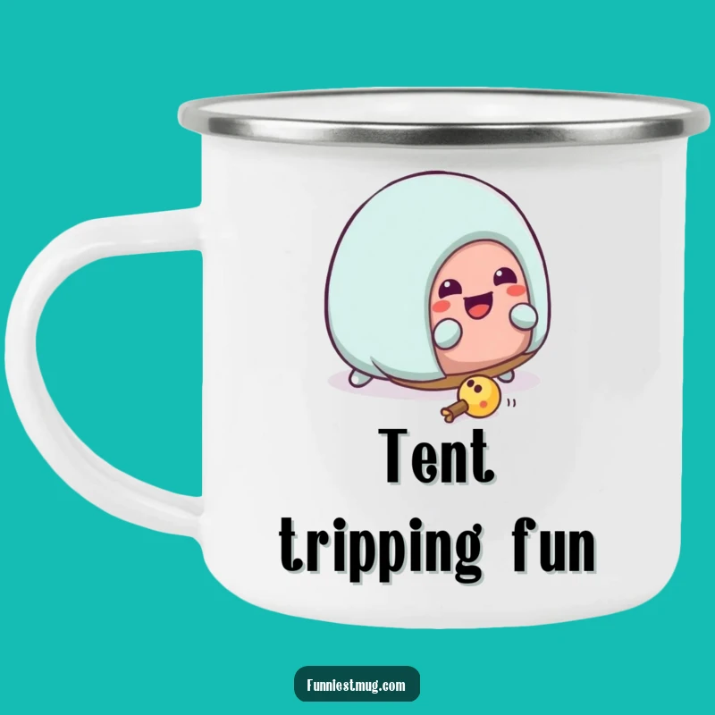 Funny Kawaii Slipper Tripping Enamel Mug: Enjoy House Humor on Adventures