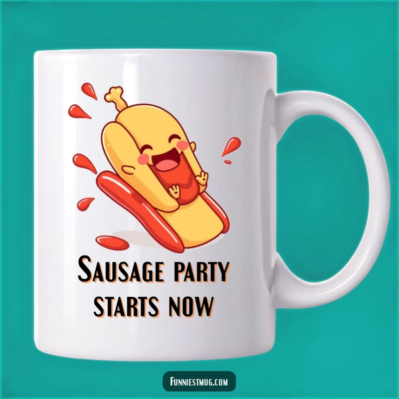 Funny Hot Dog Ketchup Slide Mug - A Hilarious Fast Food Joyride Gift