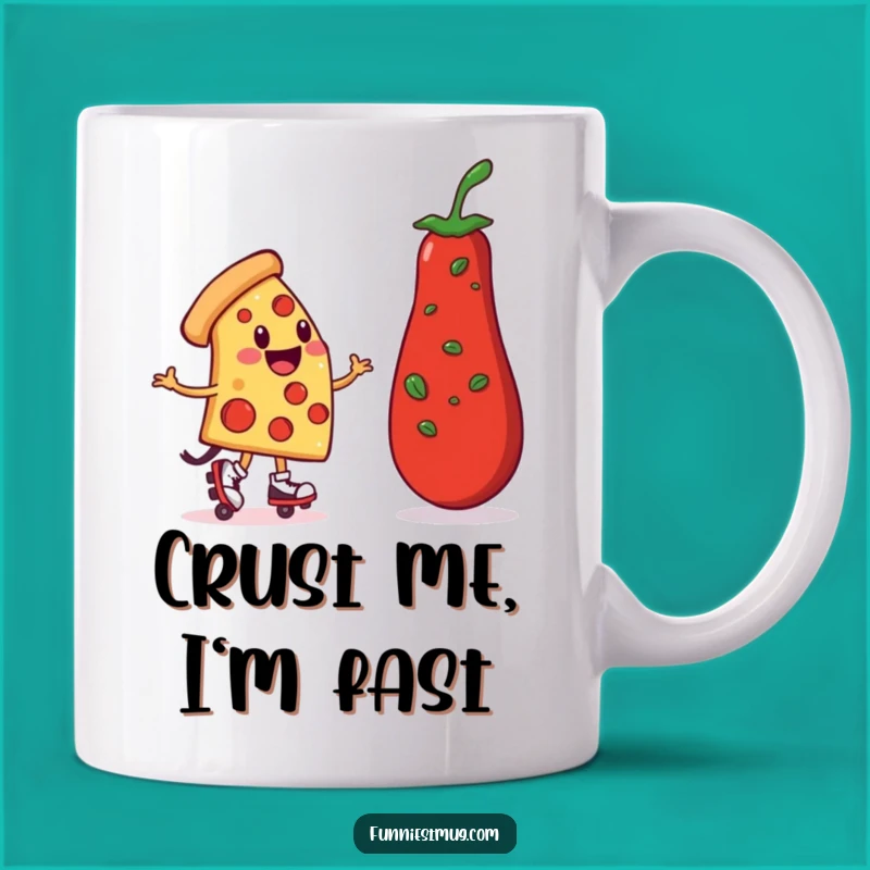 Roll on the floor laughing with this funny pizza character mug! Perfect for your morning brew or a delightful gift, it brings cheesy humor to any day.