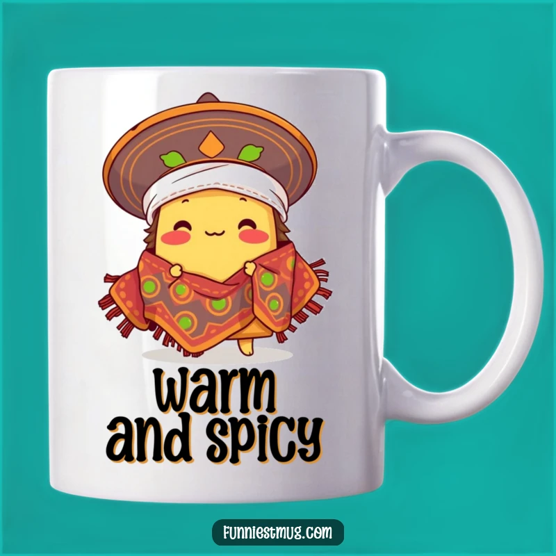 Funny Taco Blanket Hug Mug: Proud Taco in Sombrero, A Fiesta Gift