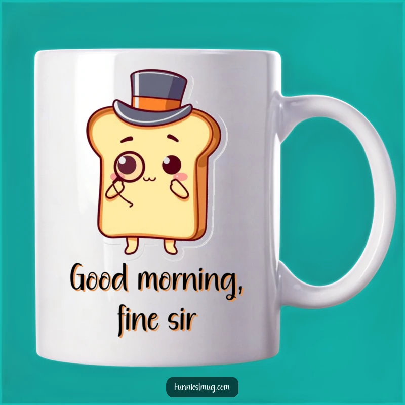 Funny Kawaii Toast Monocle Mug: Dapper Gentleman Bowing Gift