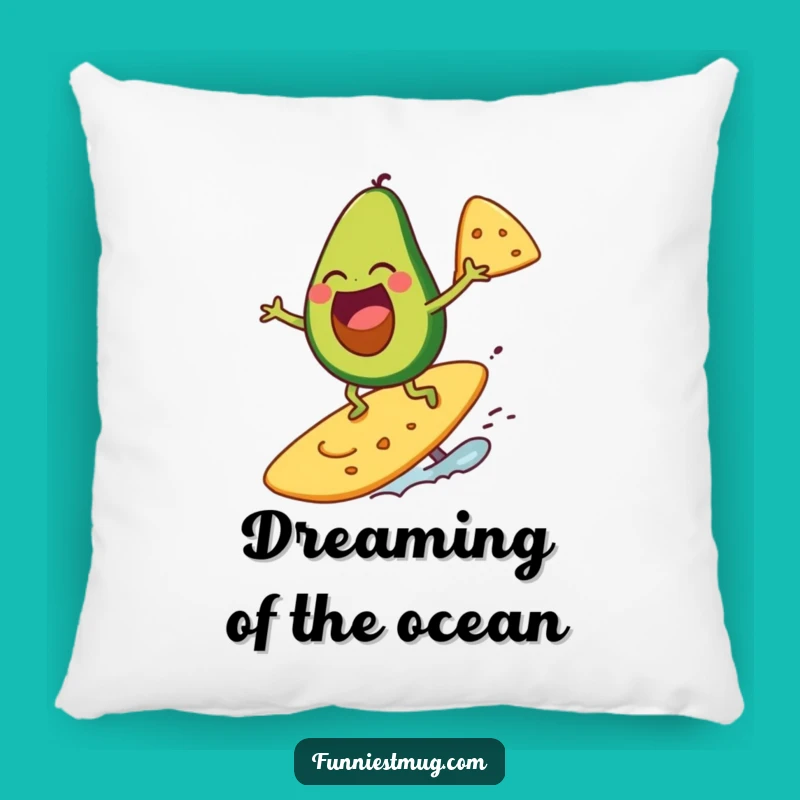 Funny Surfing Avocado Pillow: Cozy Guac Vibes, Adorable Funny Gift