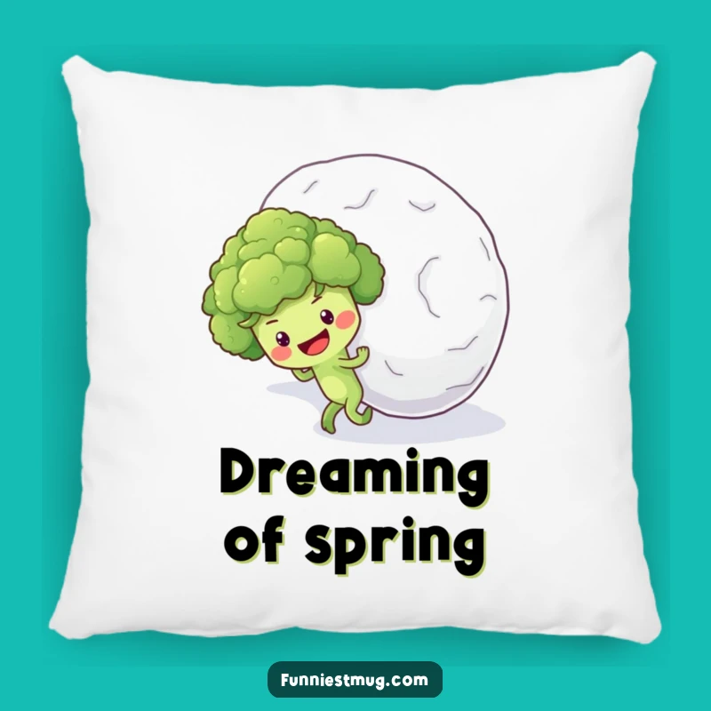 Funny Broccoli Snowball Pillow: Optimistic Veggie Cozy Decor