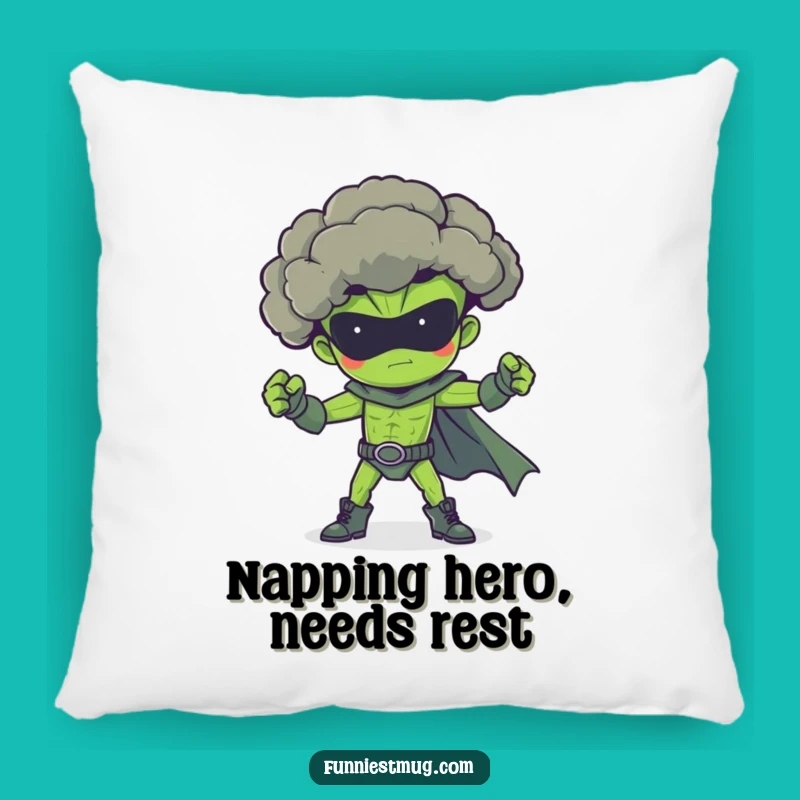 Funny Broccoli Superhero Pillow: Cozy Veggie Hero for Your Couch