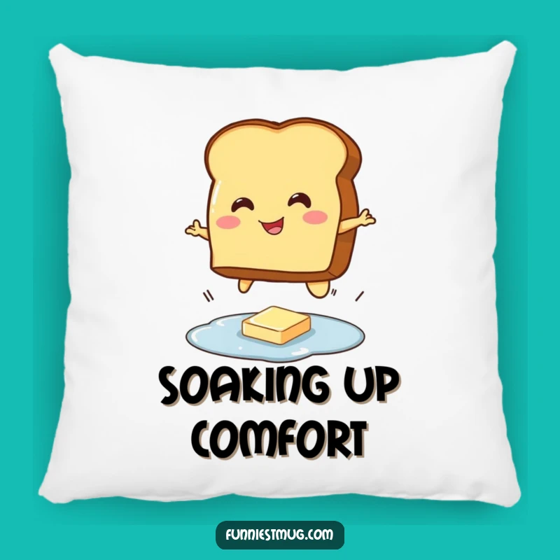 Funny Toast Jumping Butter Pillow: Comfy & Hilarious Breakfast Character Accent