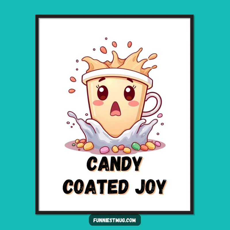 Funny Coffee Cup Digital Art: Sweet Surprise Art, Instant Funny Decor Gift