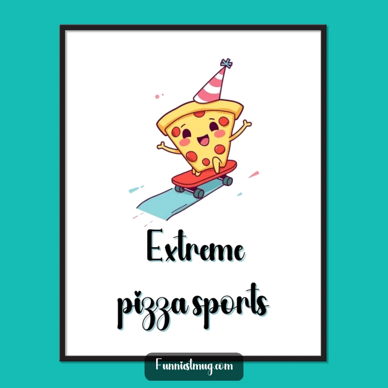 Funny Pizza Skater Digital Art: Cheerful Slice for Instant Fun
