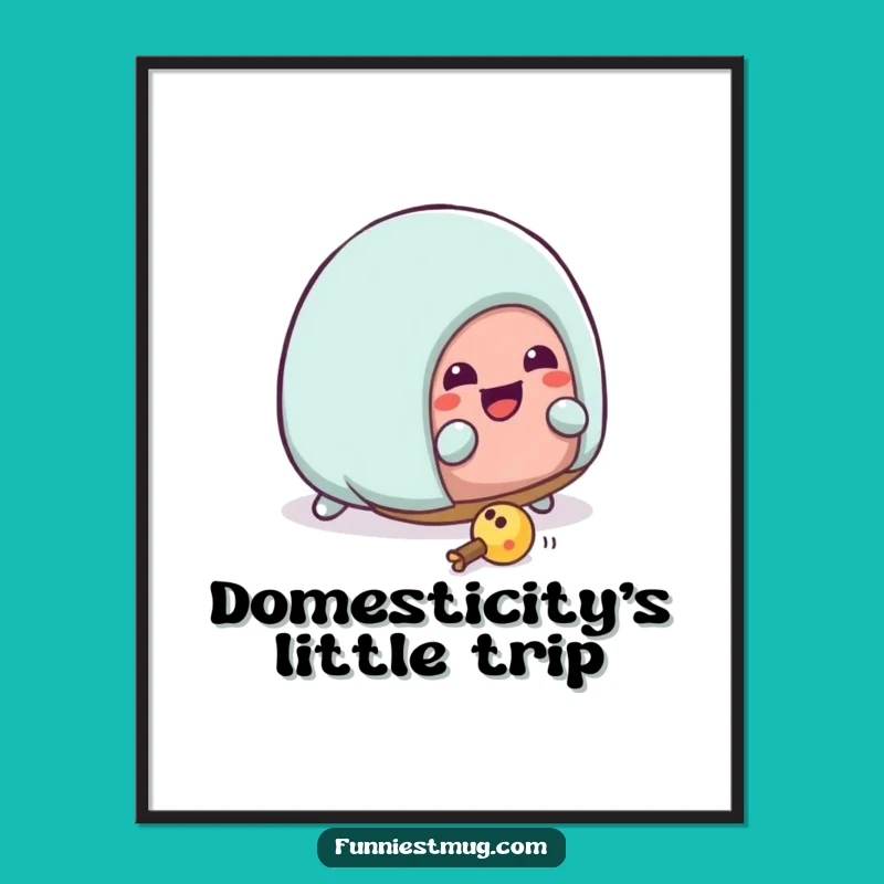 Funny Kawaii Slipper Tripping Digital Print: Instant House Humor for Walls