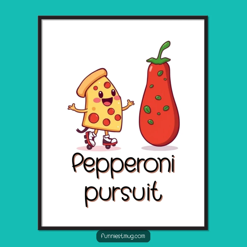 Funny Pizza Roller Skater Digital Art Print: Hilarious Downloadable Decor