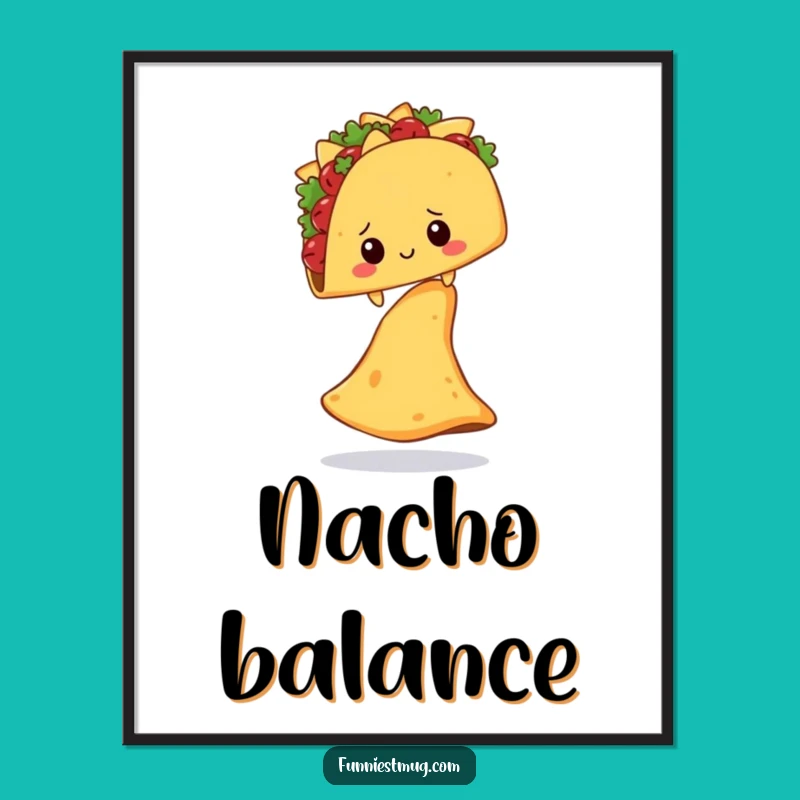 Funny Shy Taco Nacho Chip Digital Art Print: Hilarious Decor