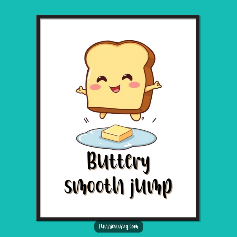 Funny Toast Jumping Butter Digital Art: Instant Hilarious Breakfast Character Download