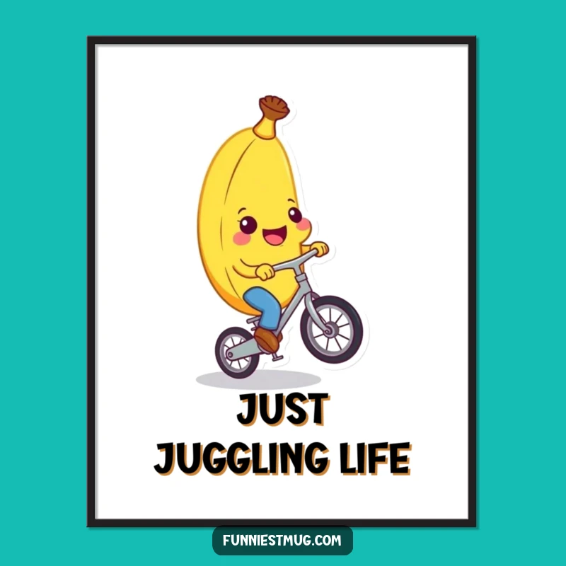 Funny Banana Unicycle Digital Art: Bring Joyful Humor To Your Walls!
