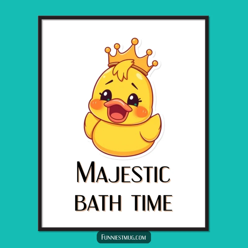 Funny Rubber Ducky Crown Digital Art: Shocked Joy Download, Instant Gift