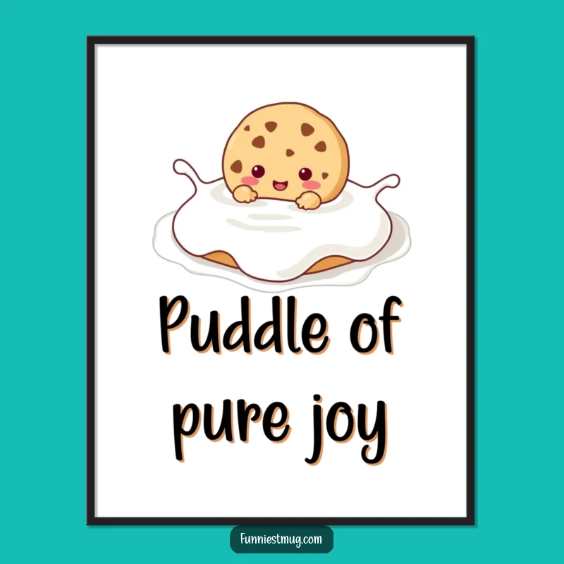 Funny Kawaii Cookie Milk Bath Digital Print: Instant Hilarious Decor for Sweet Spaces