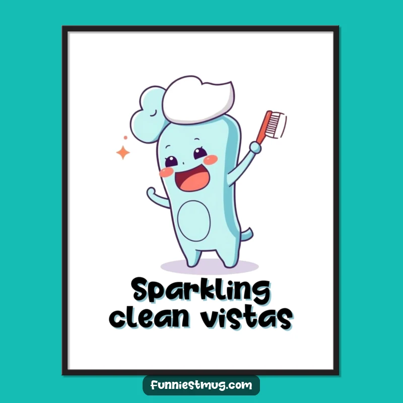 Funny Kawaii Toothbrush Digital Art: Hilarious Decor for Any Space