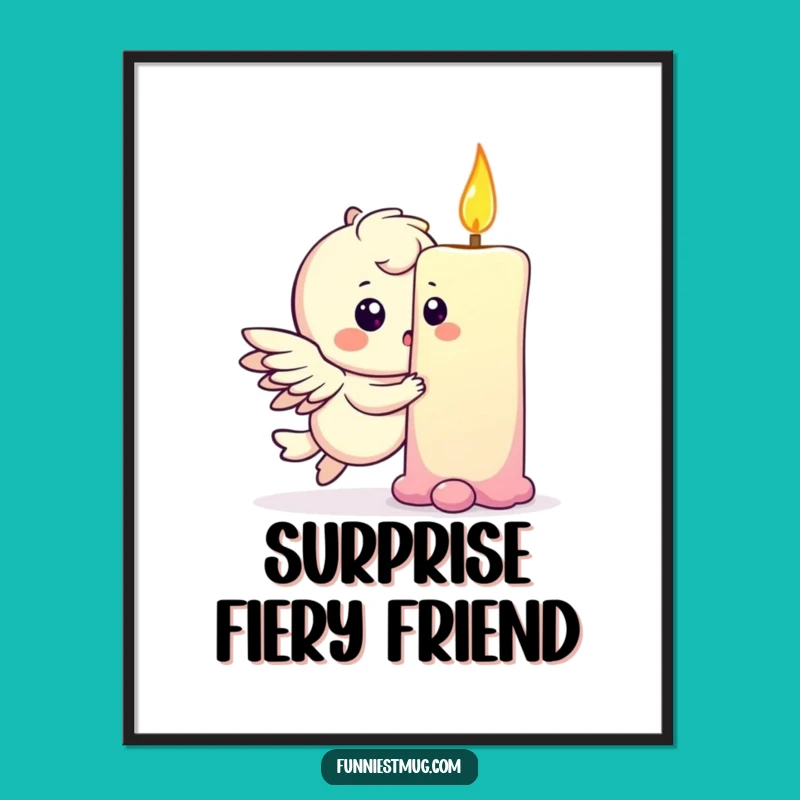 Funny Winged Candle Digital Art: Hilarious Downloadable Decor for Instant Smiles!