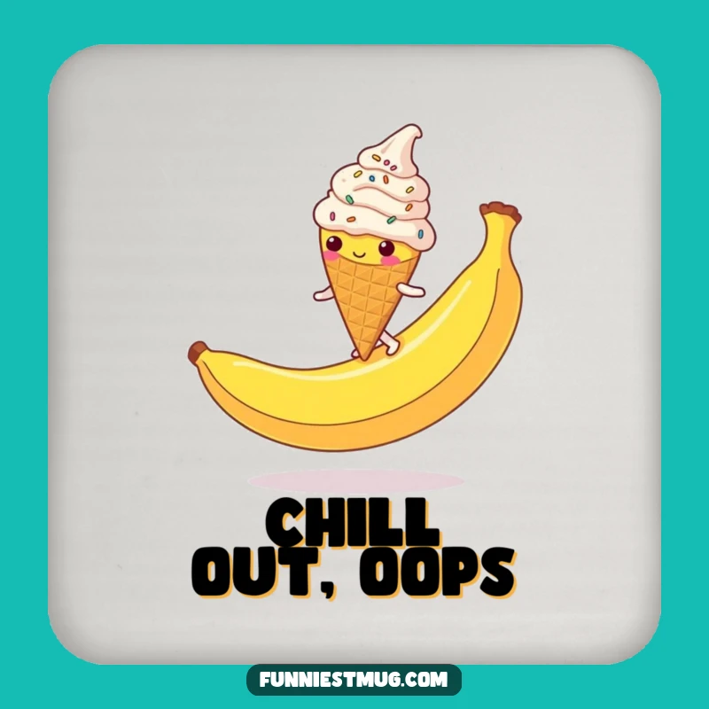 Funny Ice Cream Cone Coaster: Protect Surfaces with Sprinkled Character Slip Funny Gift