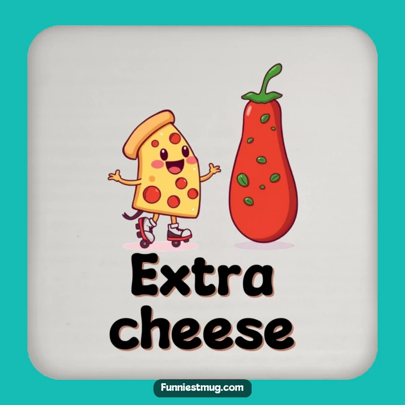 Funny Pizza Roller Skater Drink Coaster: Hilarious Table Protection Gift