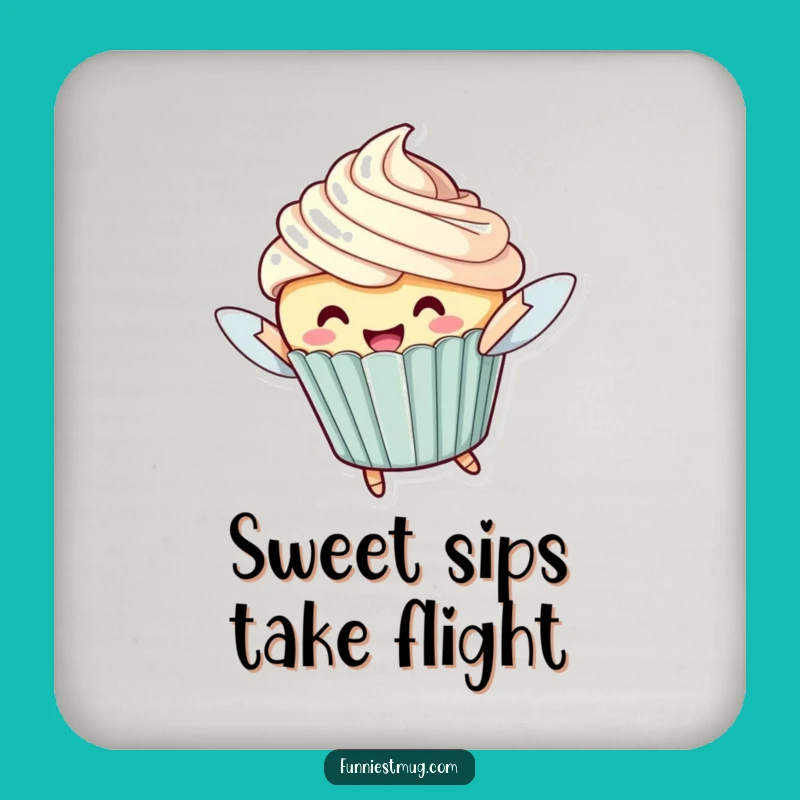 Funny Flying Cupcake Drink Coasters: Protect Surfaces with Sweet Comical Style