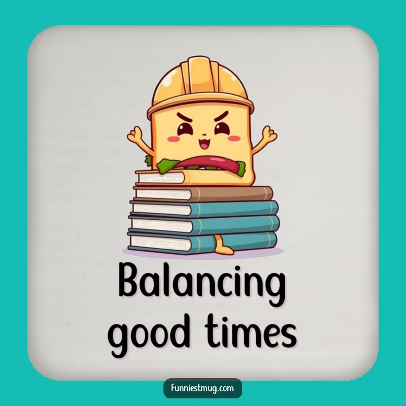 Funny Sandwich Hard Hat Coaster: Wobbly Book Balance Protector Funny Gift