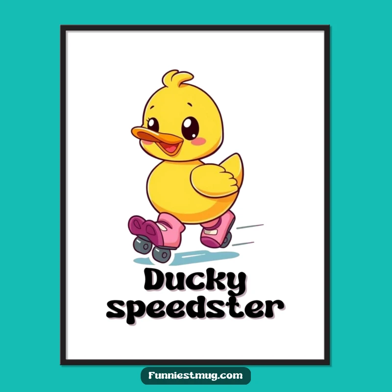 Funny Roller Skate Duck Poster: Bring Joyful Speed to Your Wall Decor