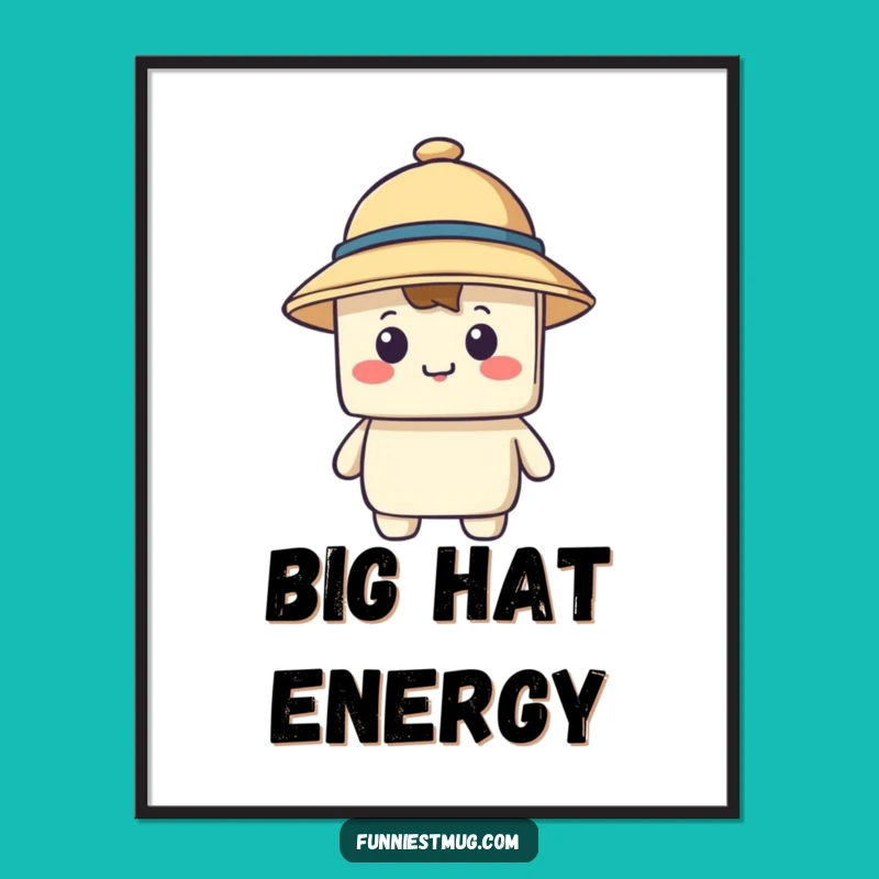 Funny Blocky Hat Poster: Hilarious Wall Art for a Touch of Whimsy!