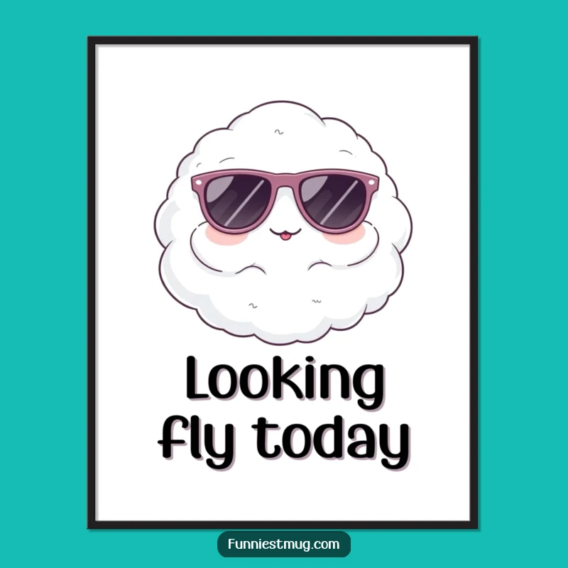 Funny Cloud Sunglasses Poster: Comical Wall Art for a Sunny Vibe