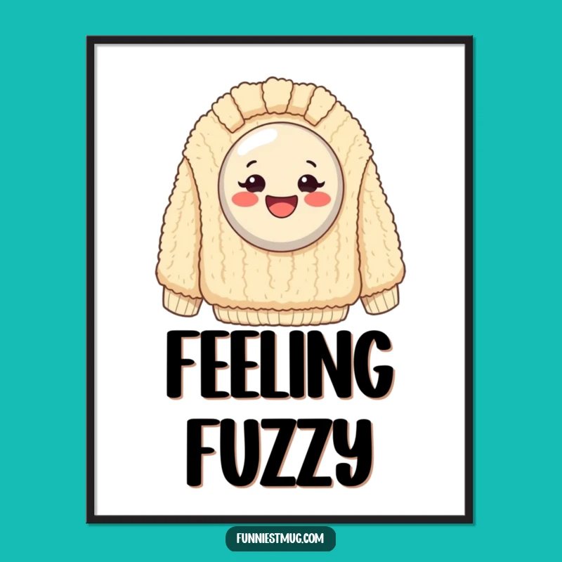 Funny Happy Button Sweater Poster: Hilarious Wall Art for Cozy Humor Lovers