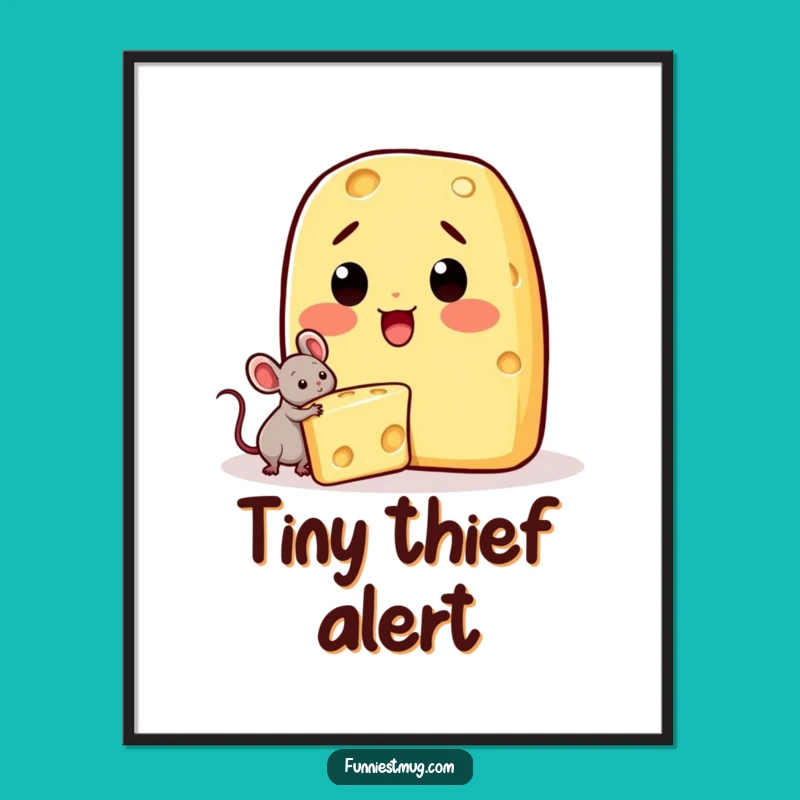 Funny Kawaii Cheese Surprise Poster - Mouse Theft Art