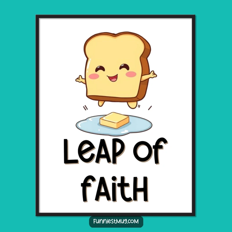 Funny Toast Jumping Butter Poster: Hilarious Breakfast Character Art for Wall Decor