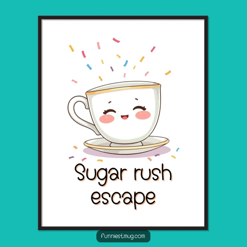 Funny Teacup Sprinkle Flood Poster - Hilarious Sweet Decor