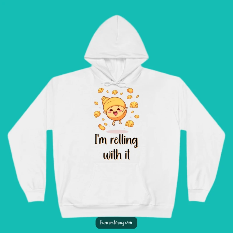 Funny Croissant Cartwheel Hoodie - Cozy and Hilarious Comfort for Pastry Lovers