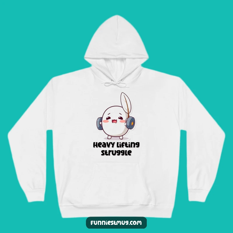 Funny Kawaii Dumbbell Feather Lift Hoodie: Cozy Humor for Fitness Fans