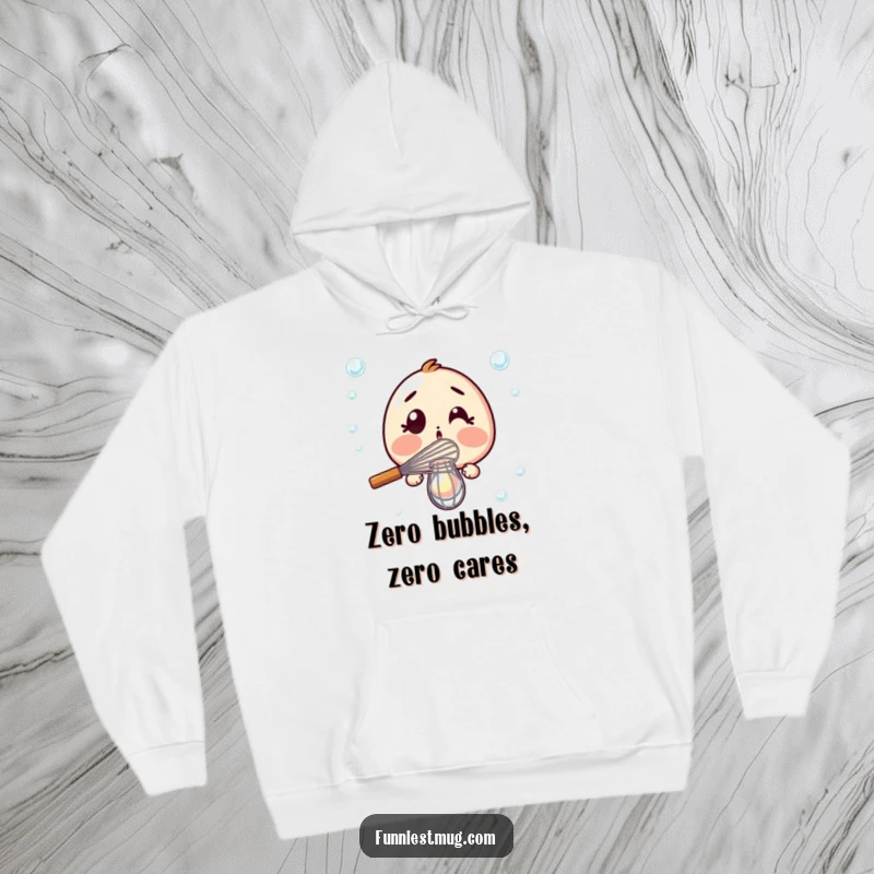 Funny Hoodie: Surprised whisk dramatically failing to whisk a single bubble, embracing kitchen mishaps with humor.
