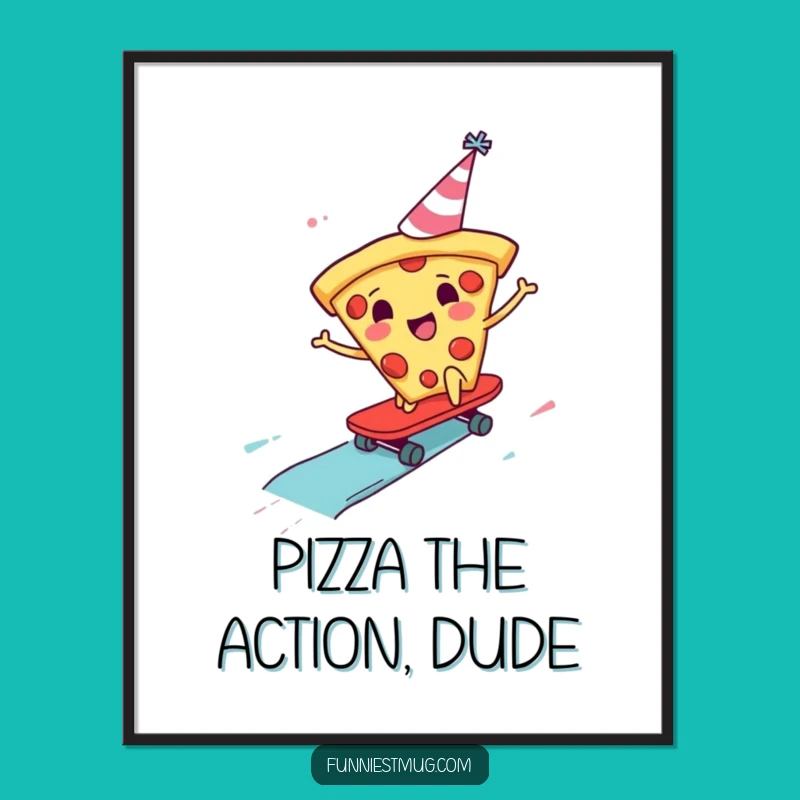 Free Printable Pizza Wall Art: Funny Skater Pizza Decor, Downloadable Art