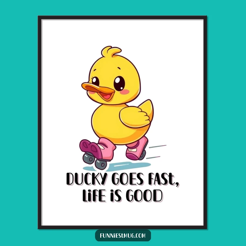 Free Printable Roller Skate Ducky Wall Art - Whimsical Downloadable Decor
