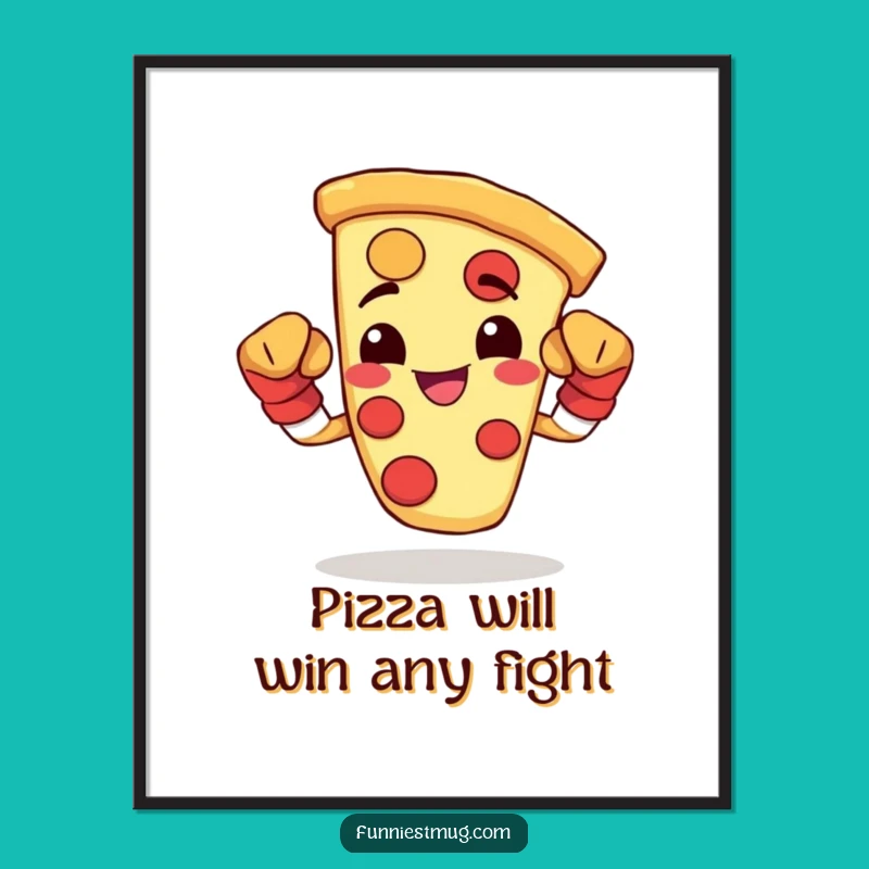 Free Printable Wall Art: Pizza Boxer Flexing, Funny Downloadable Decor