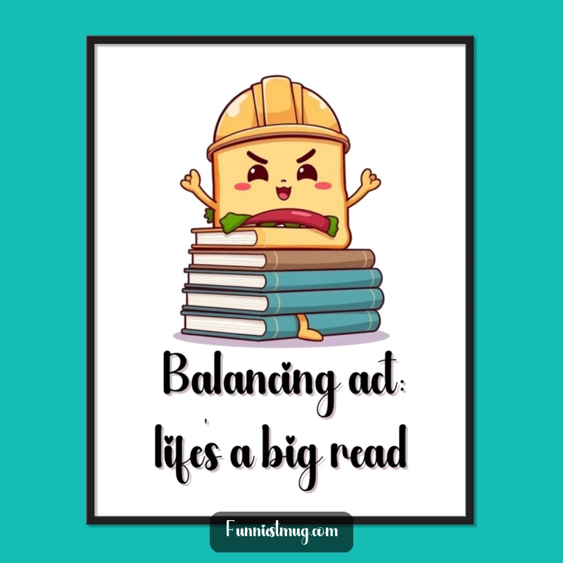 Funny Free Printable Wall Art: Sandwich Balancing Act - Quirky Downloadable Decor