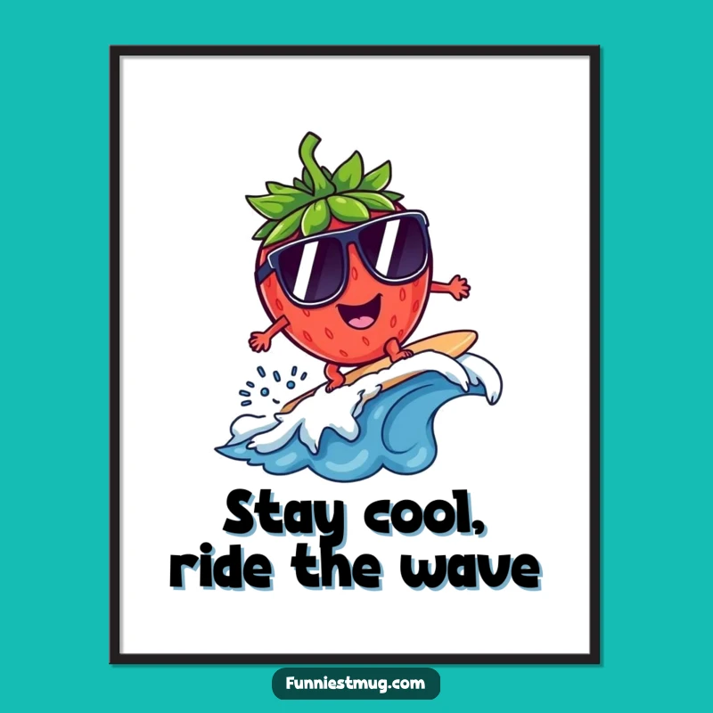 Funny Free Printable Wall Art: Strawberry Surfer Cool Download!