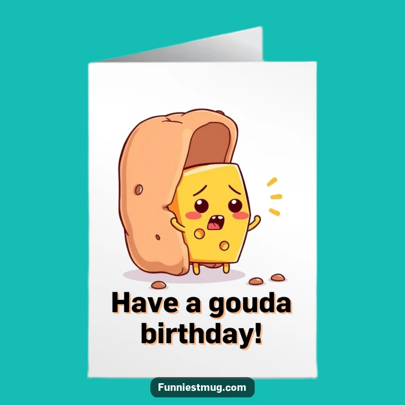 Free Printable Birthday Card: Funny Cheese Escaping Cracker, Hilarious Downloadable Gift