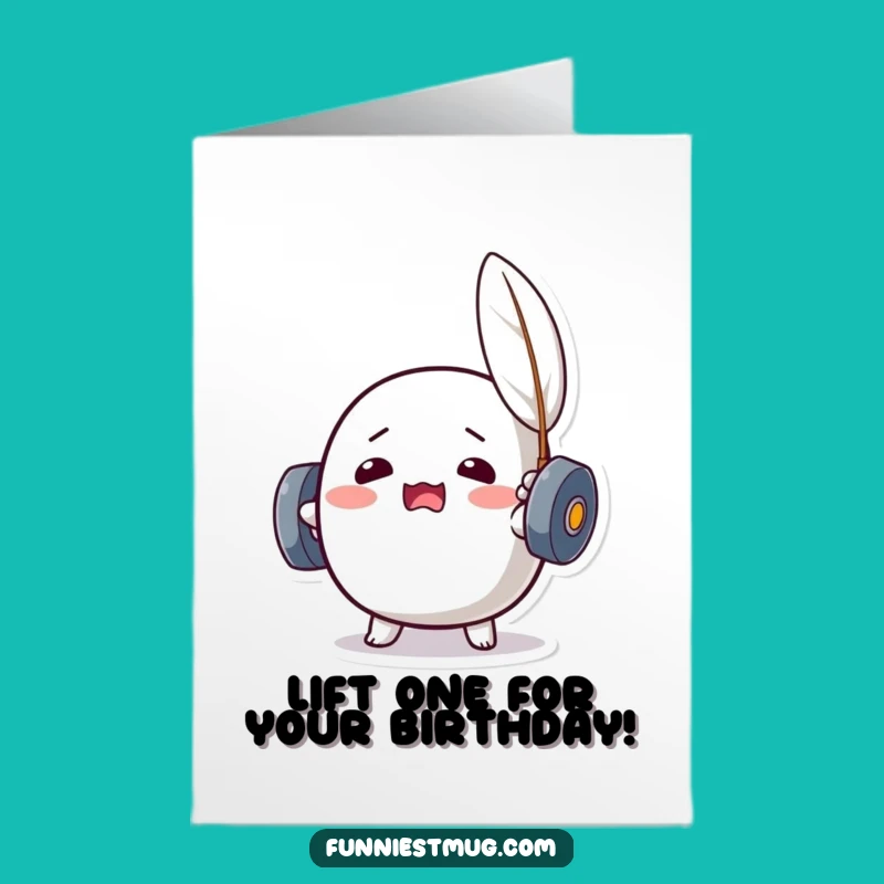 Free Printable Kawaii Dumbbell Birthday Card - Funny Gym Humor Gift