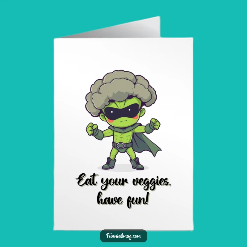 Free Printable Superhero Broccoli Birthday Card - Funny Downloadable Gift for Veggie Lovers